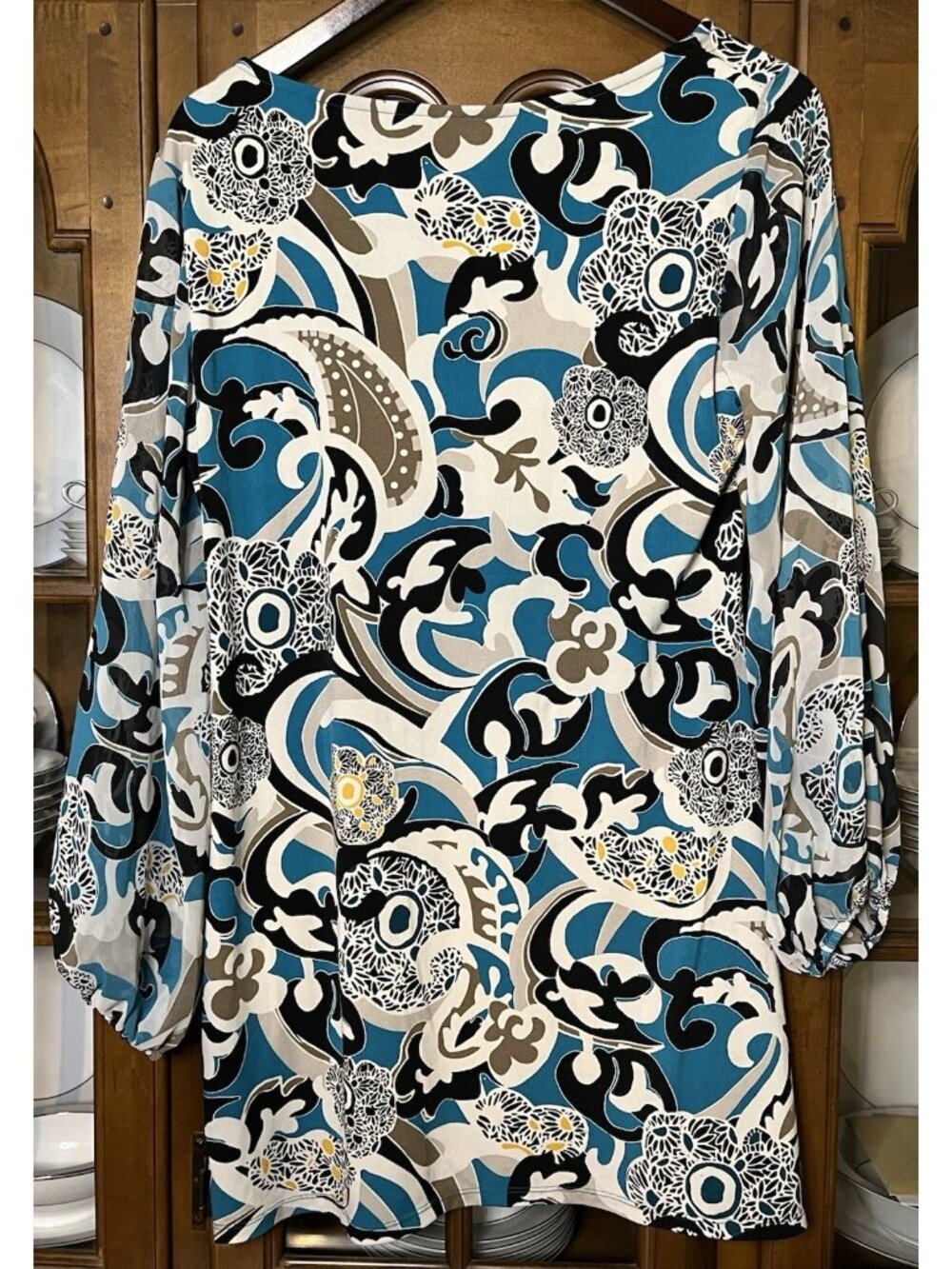 Style & Co. Shift Short Dress Women's Medium Multicolor Round Neck Hippie Retro - Picture 2 of 12